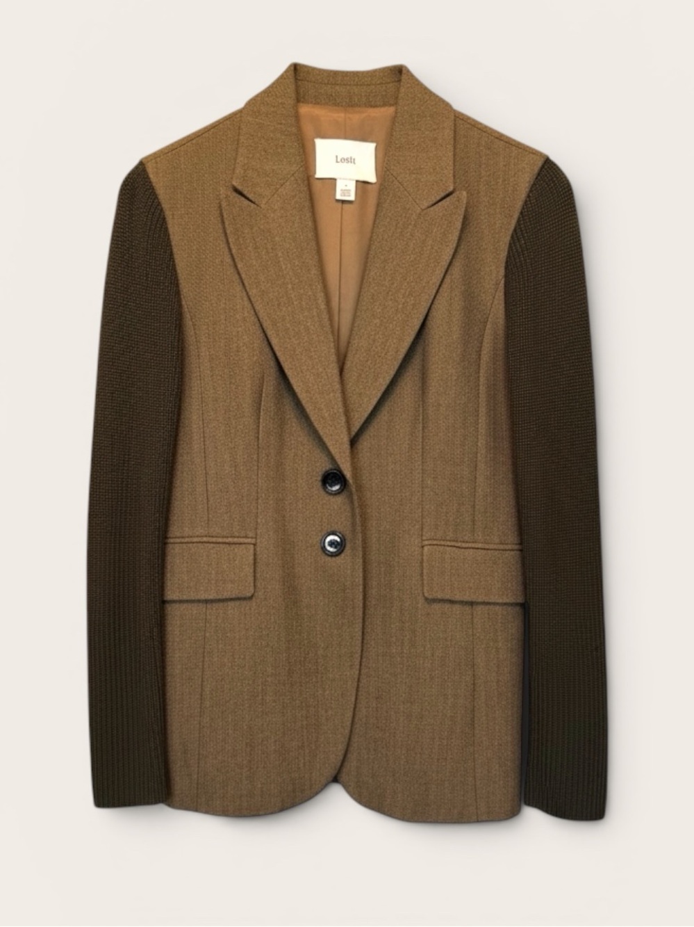 NEW Lewit Wool Knit Sleeve Two Tone Colorblock Blazer Jacket Women’s Size 8 NWOT